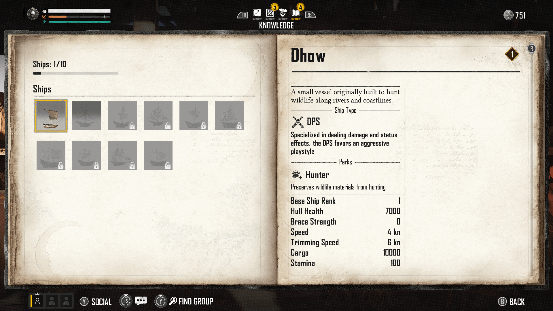 Ship stat sheet