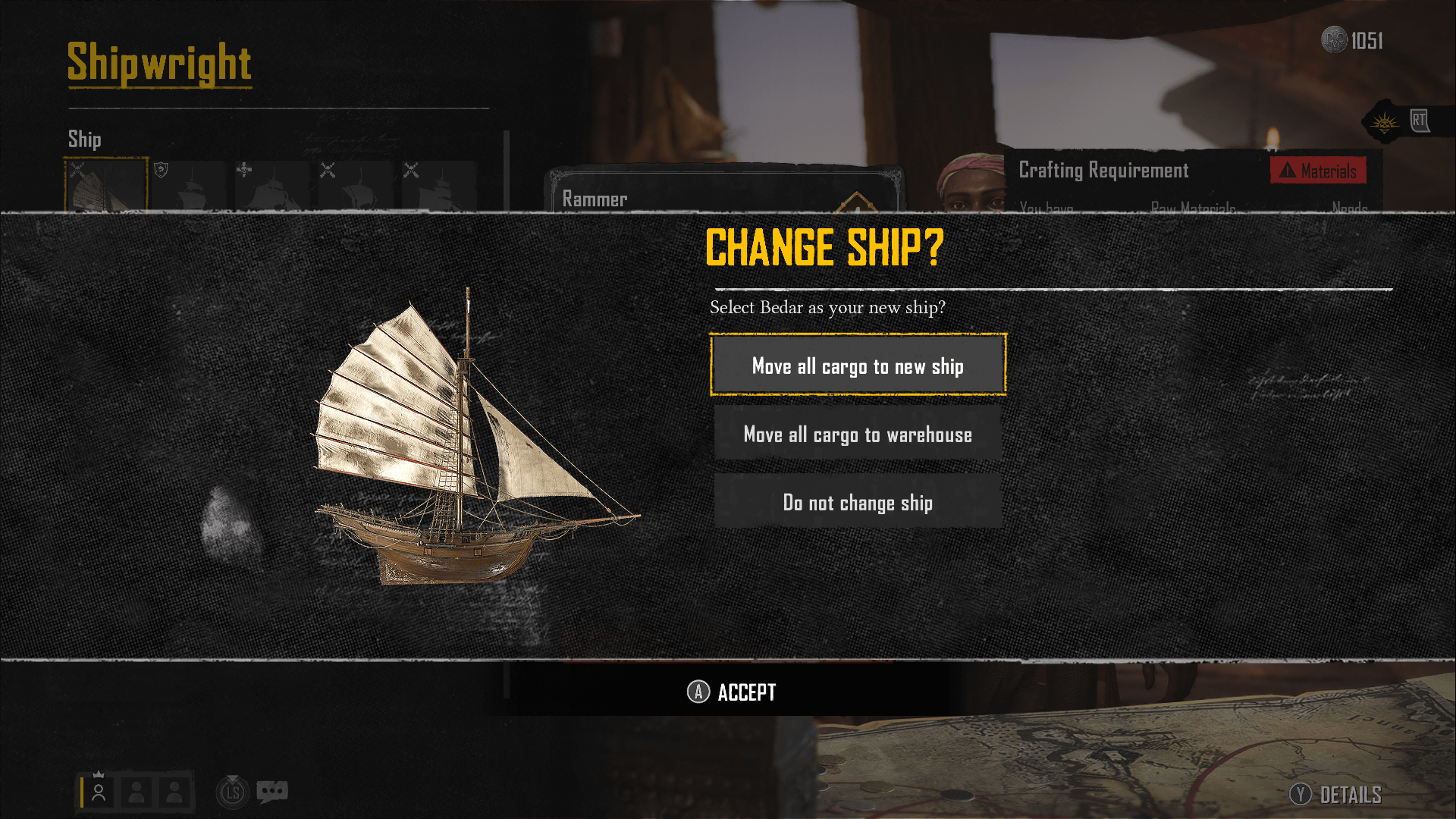 Change Ship modal