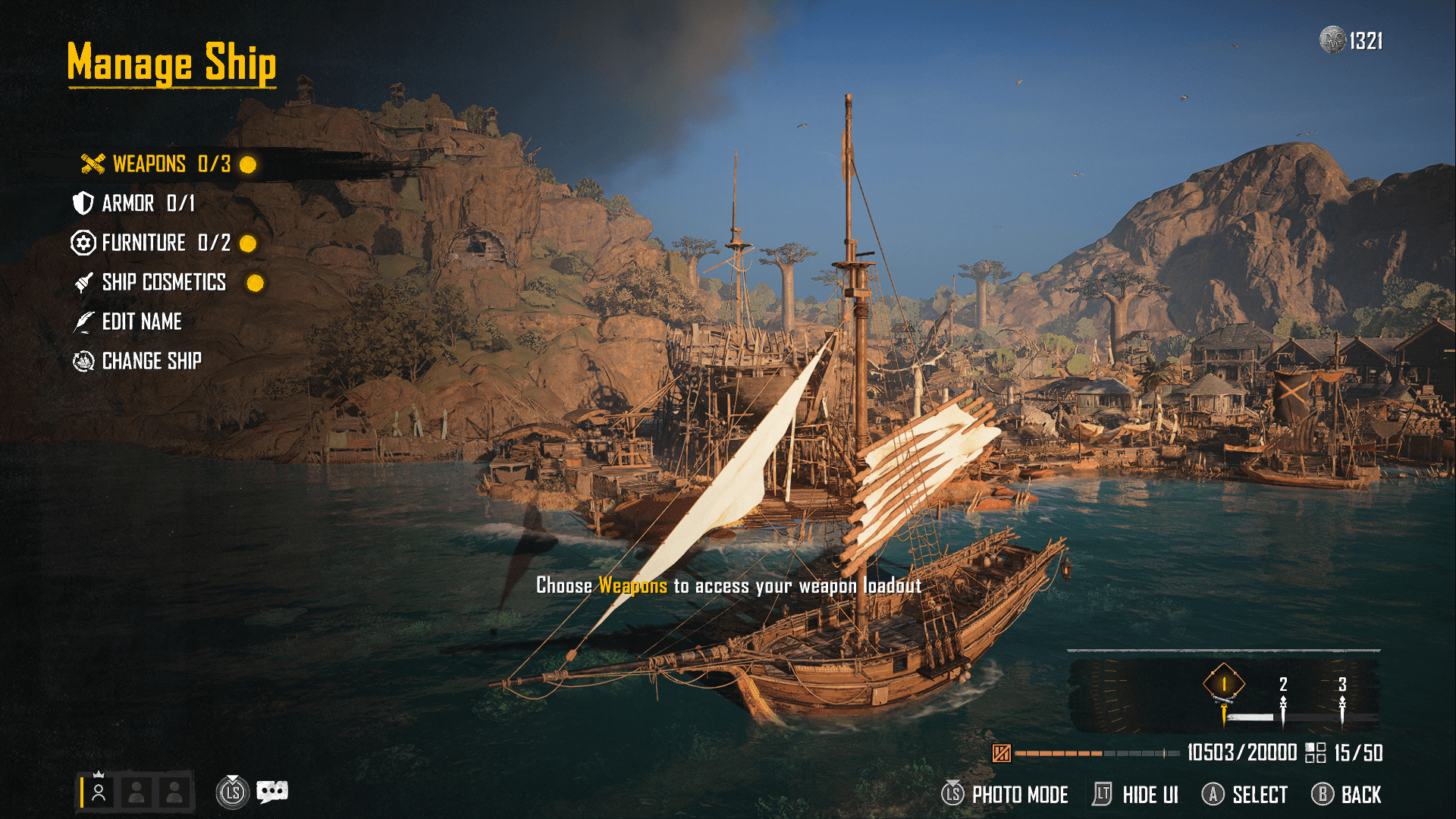 Manage Ship screen