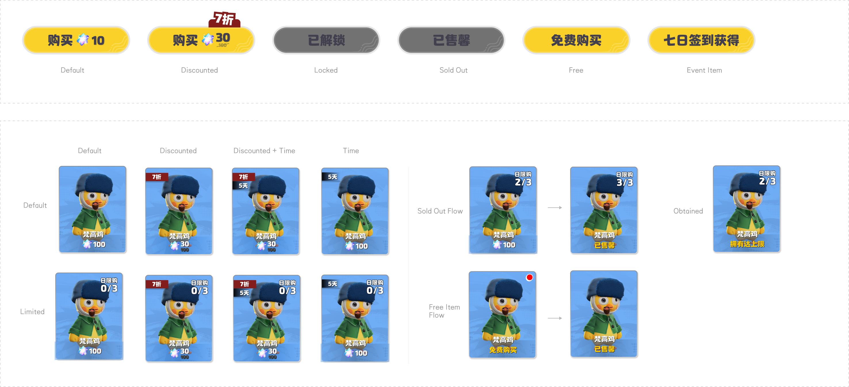 Item and button states
